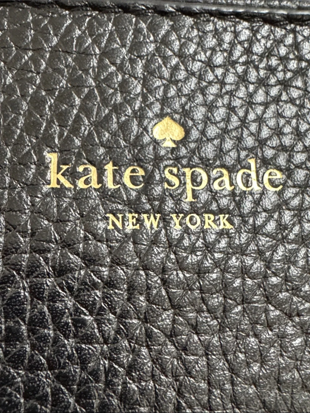 kate spade Black Pebbled Leather Tote with Front Zip Tassel